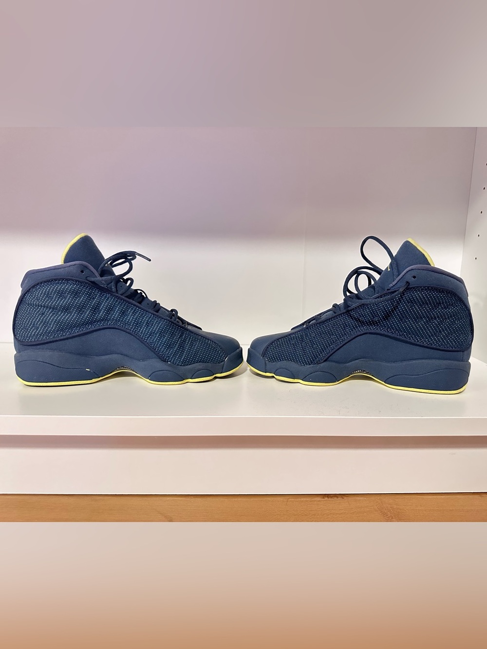 Air Jordan 13 Retro Sneakers in Squadron Blue with Electric Yellow size 5Y (boy)